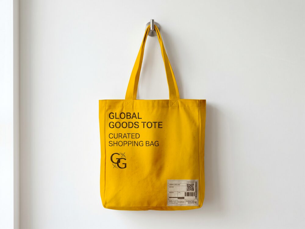 Canvas Tote Bag Mockup Hanging On Wall Hook — Minimal Interior (PSD)