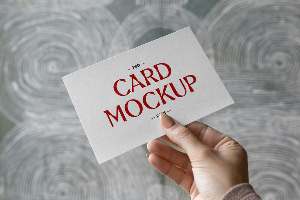 Card in Hand PSD Mockup