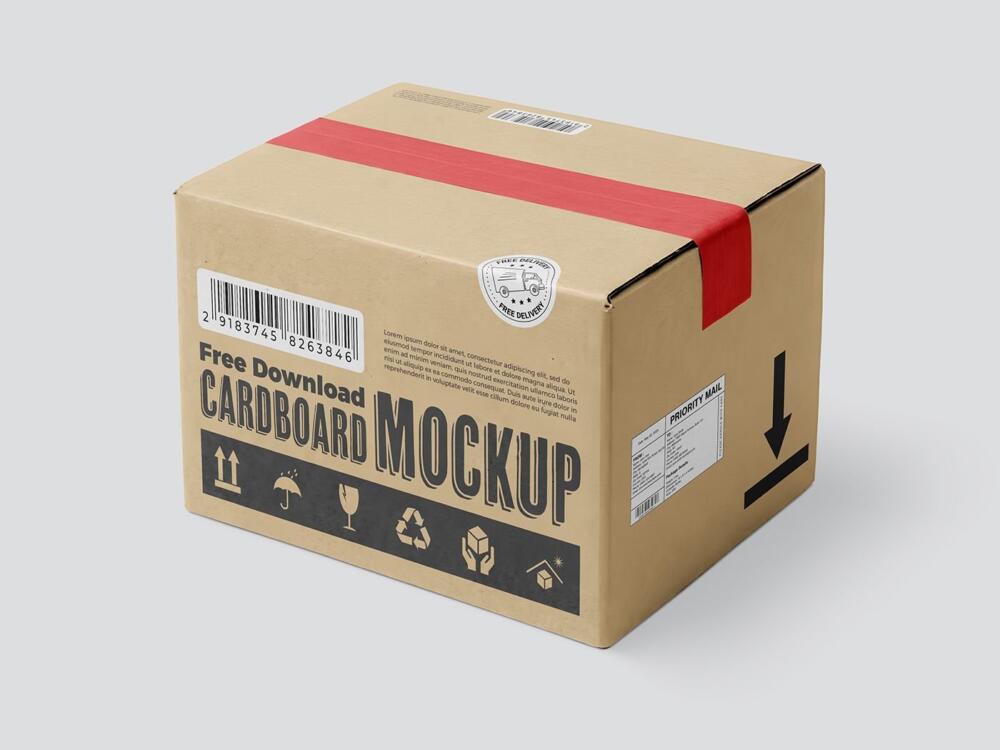 Carton Box Cardboard Mockups