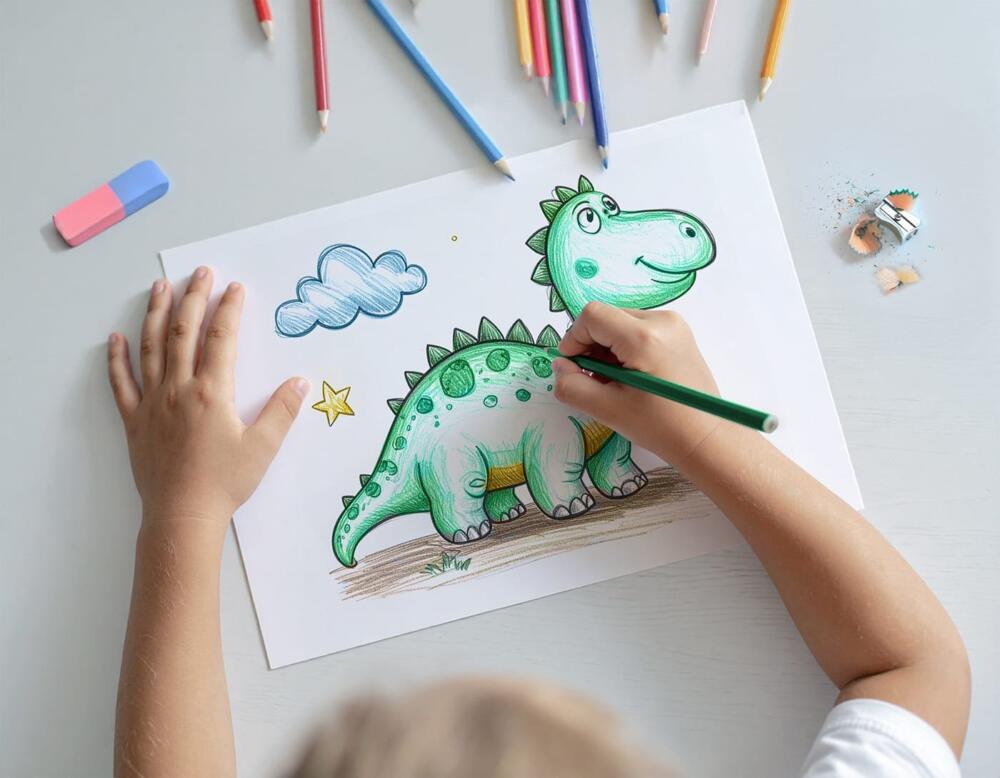 Child Drawing On Paper PSD Mockup – Editable Kids Art Mockup