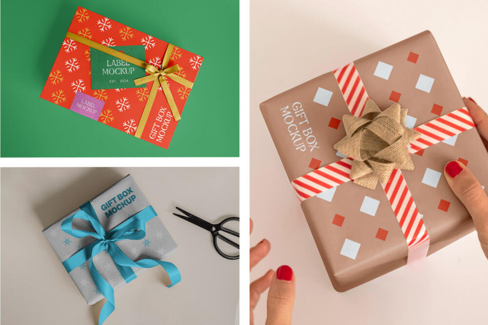 Christmas Gift Box Mockups