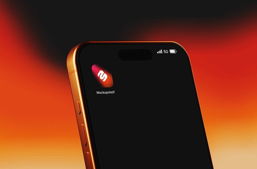 Cinematic Phone Mockup PSD, Dark Smartphone Scene