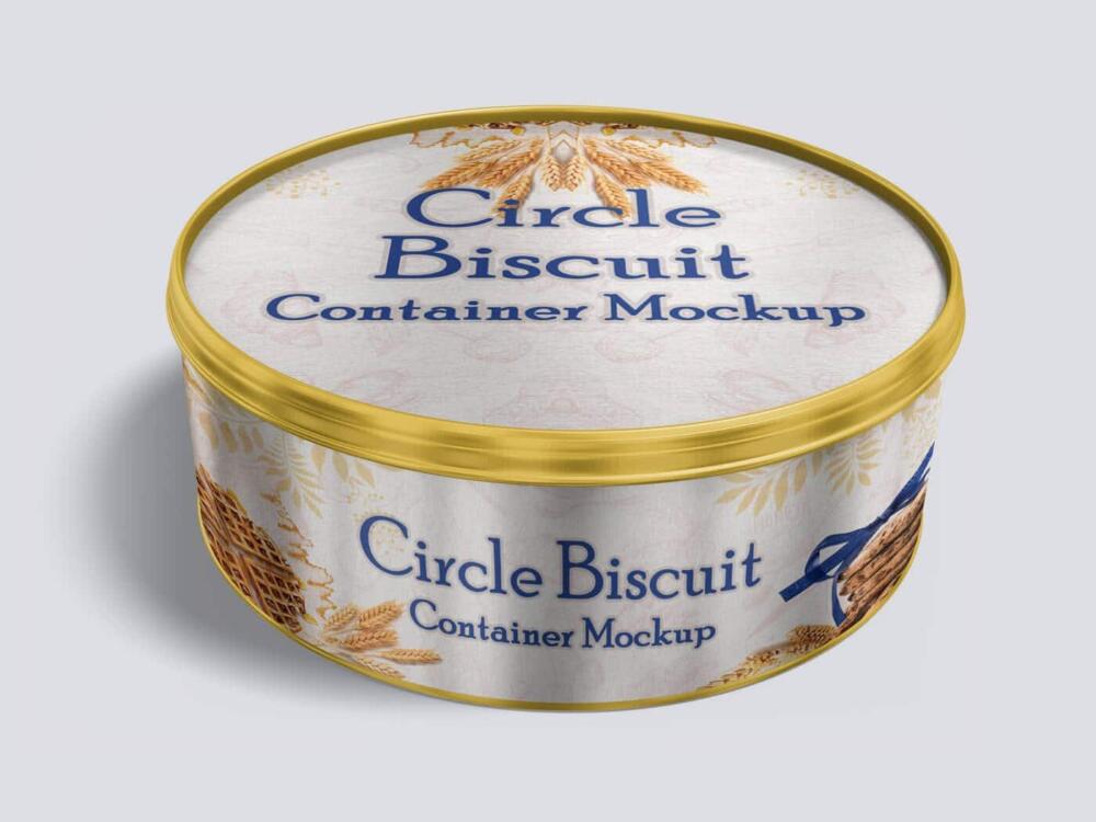 Circle Biscuit And Cookies Tin Container Mockups