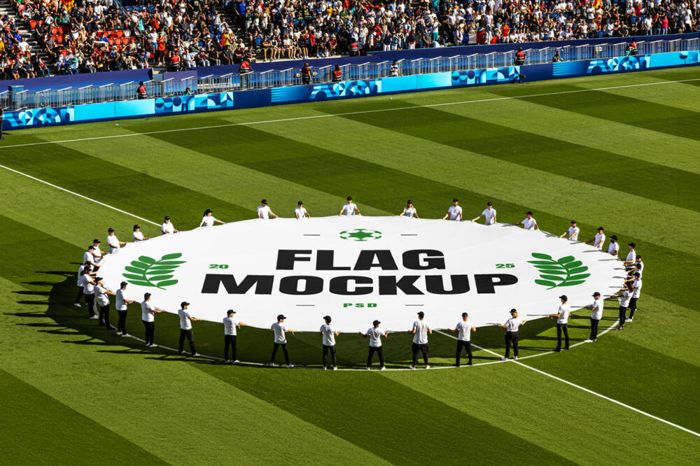 Circle Flag on a Stadion Mockup