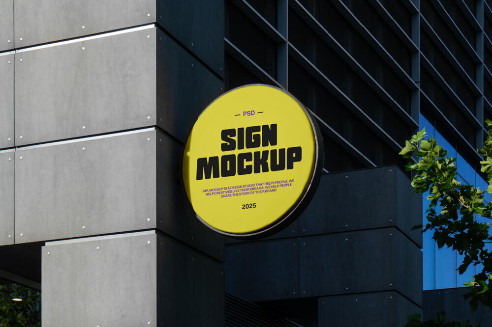Circle Sign PSD Mockup