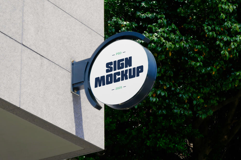 Circle Signage PSD Mockup