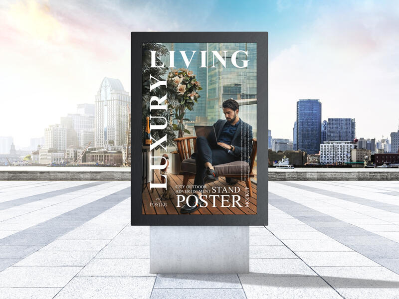 City Outdoor Advertisement Stand Poster Mockup