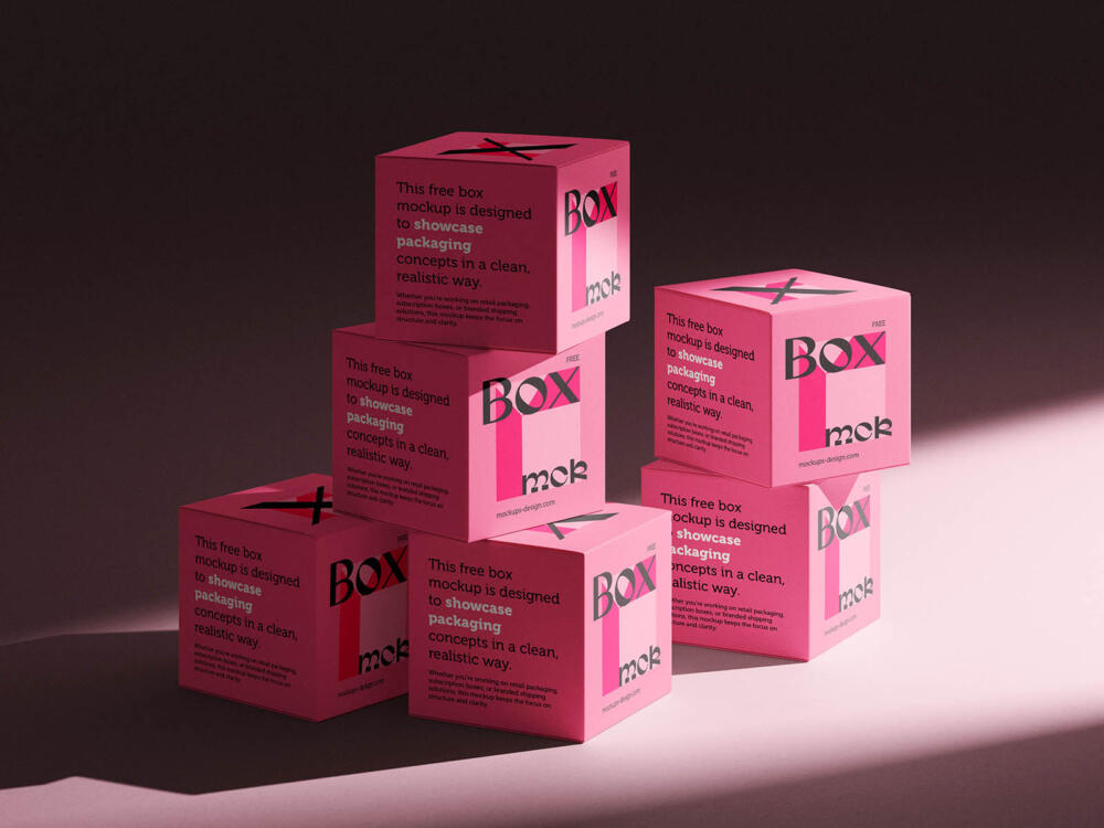 Clean stacked box mockup