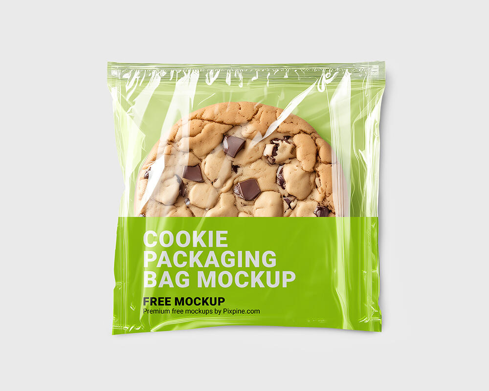 Clear Cellophane Cookie Packaging Bag Mockup