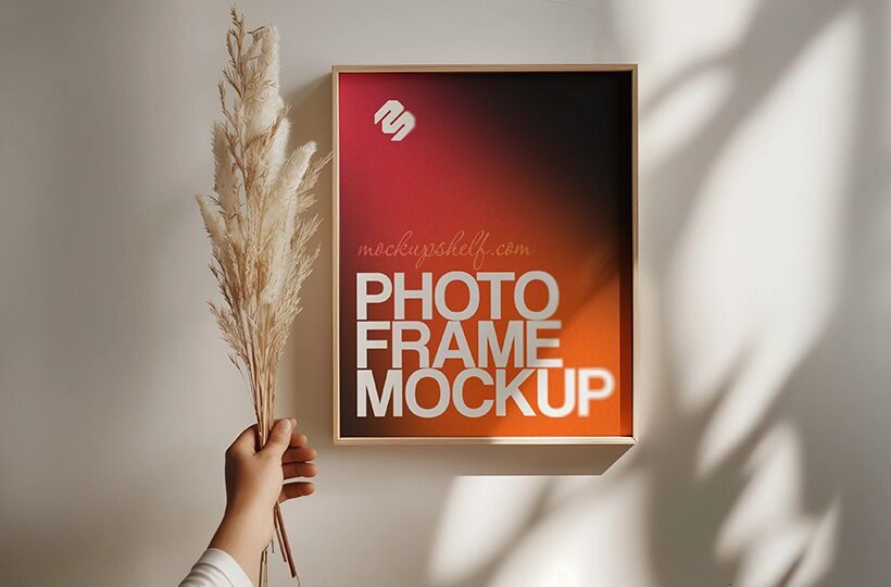 Close-Up Photo Frame Mockup PSD, Styled Detail Scene