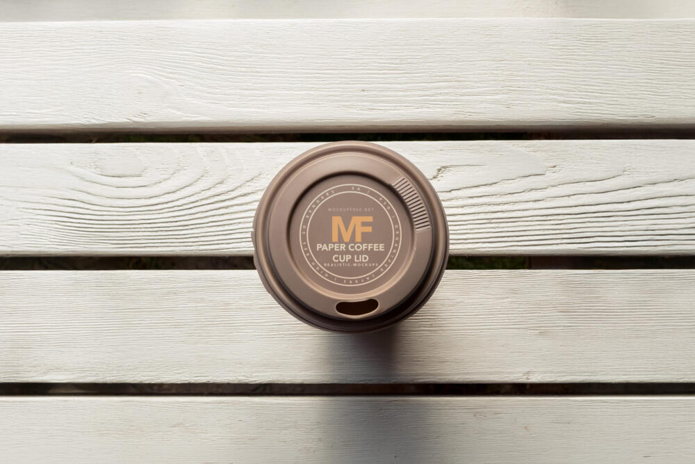 Coffee Cup Lid Label Mockup – Top View
