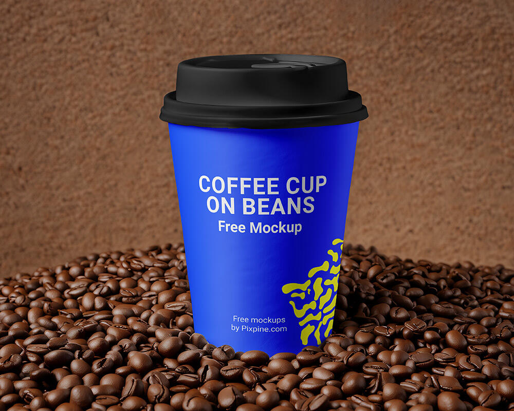 Coffee Cup on Beans Mockup | PSD Mockups