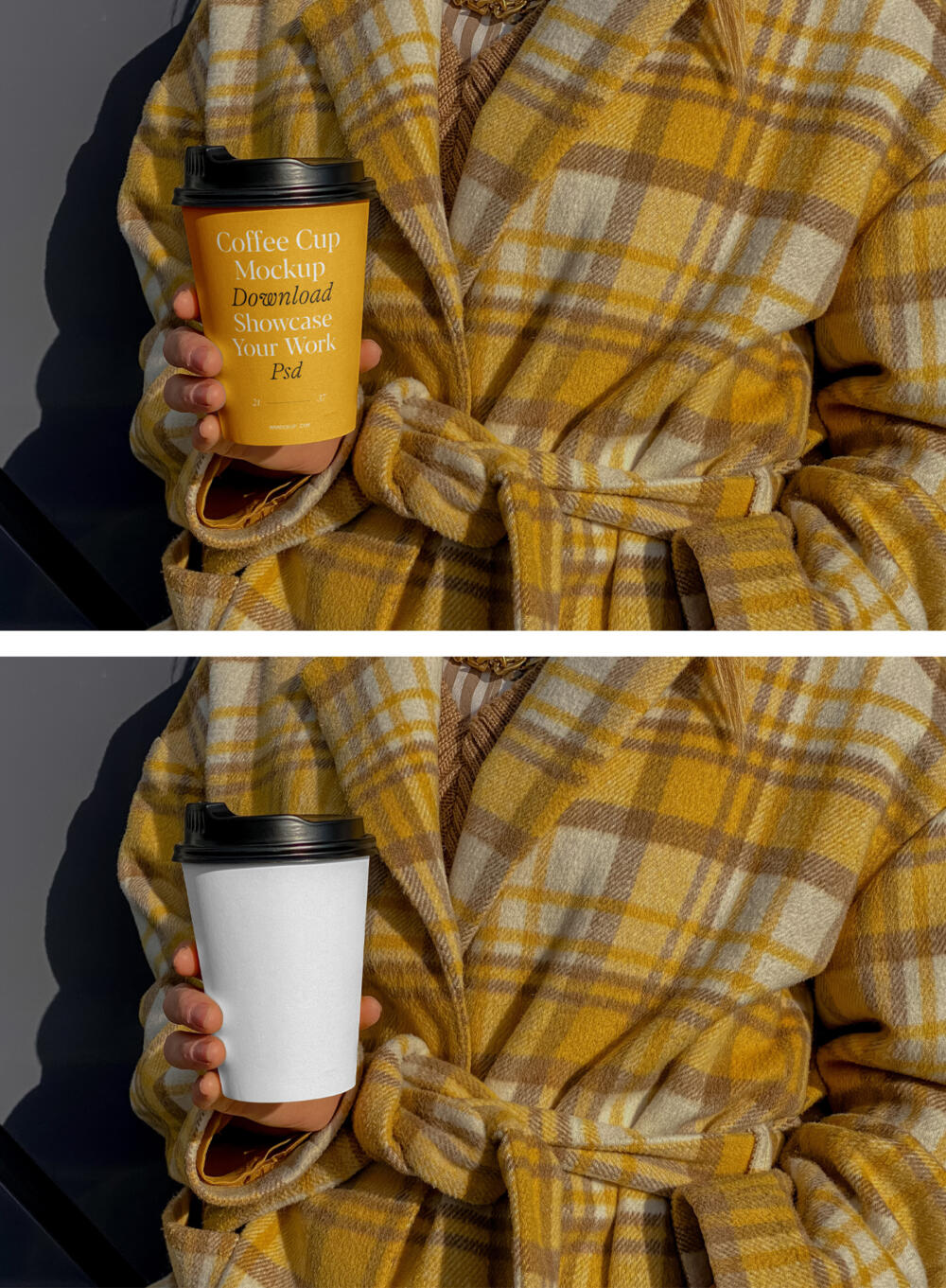 Coffee Cup with Men in Bathrobe Mockup