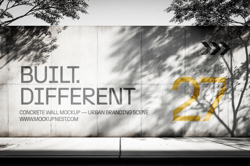 Window Frame Cement Concrete Wall Branding Mockup