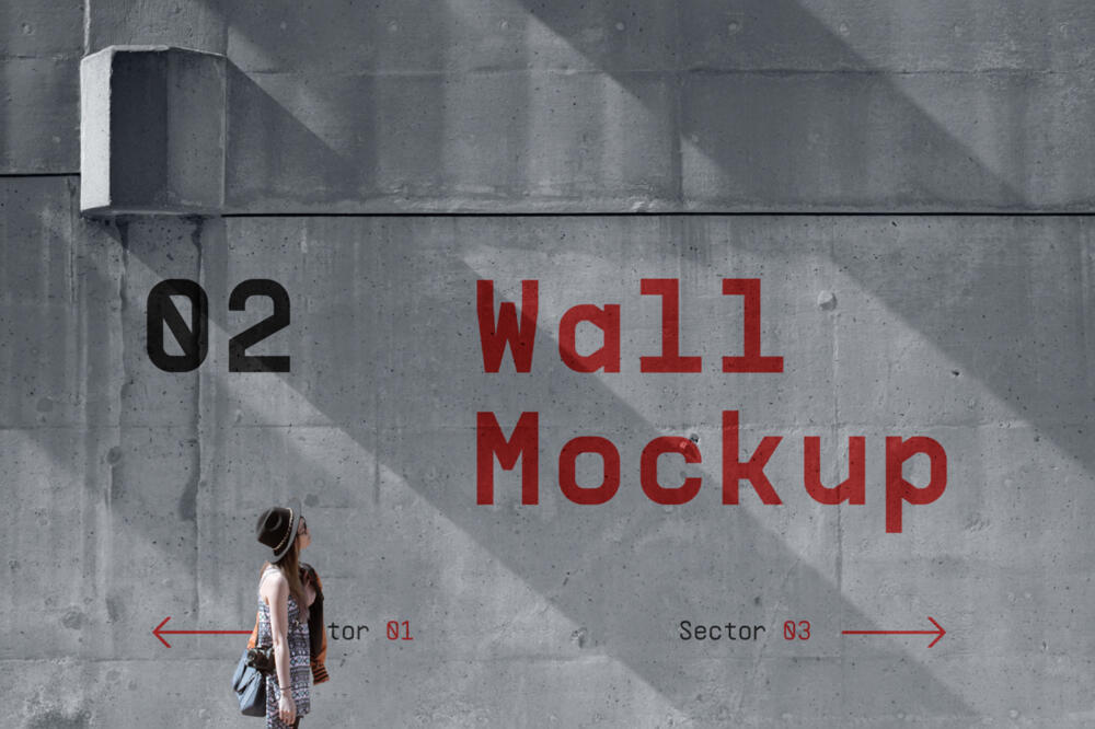 Window Frame Cement Concrete Wall Mockup