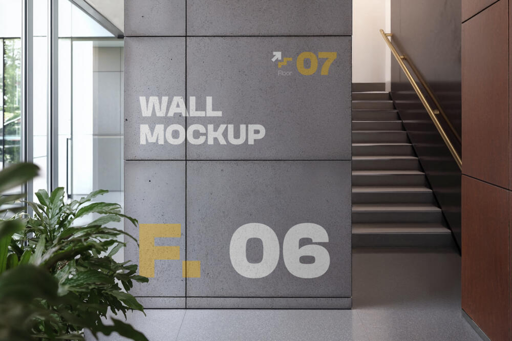 Concrete Wall on the Office Mockup