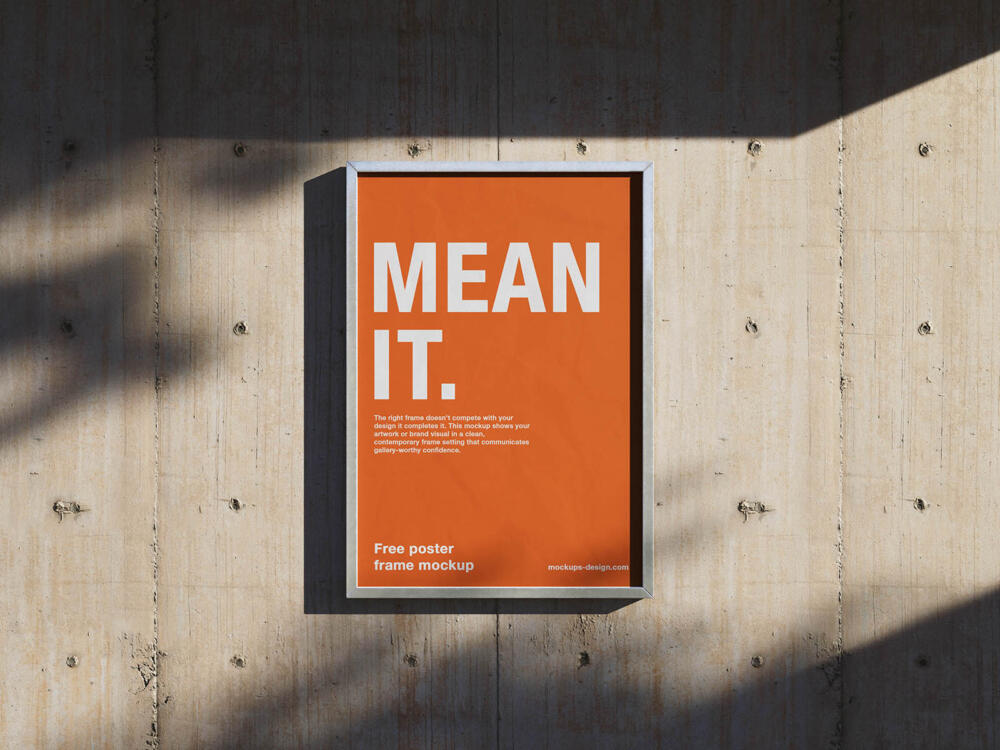 Concrete-wall poster frame mockup