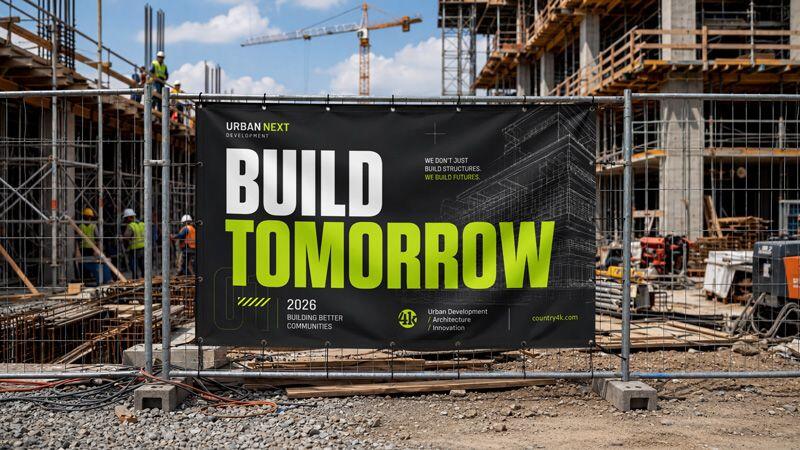 Construction Mesh Banner Mockup