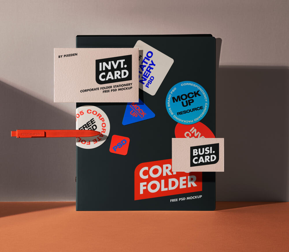 Corporate Folder Psd Stationery Mockup Set