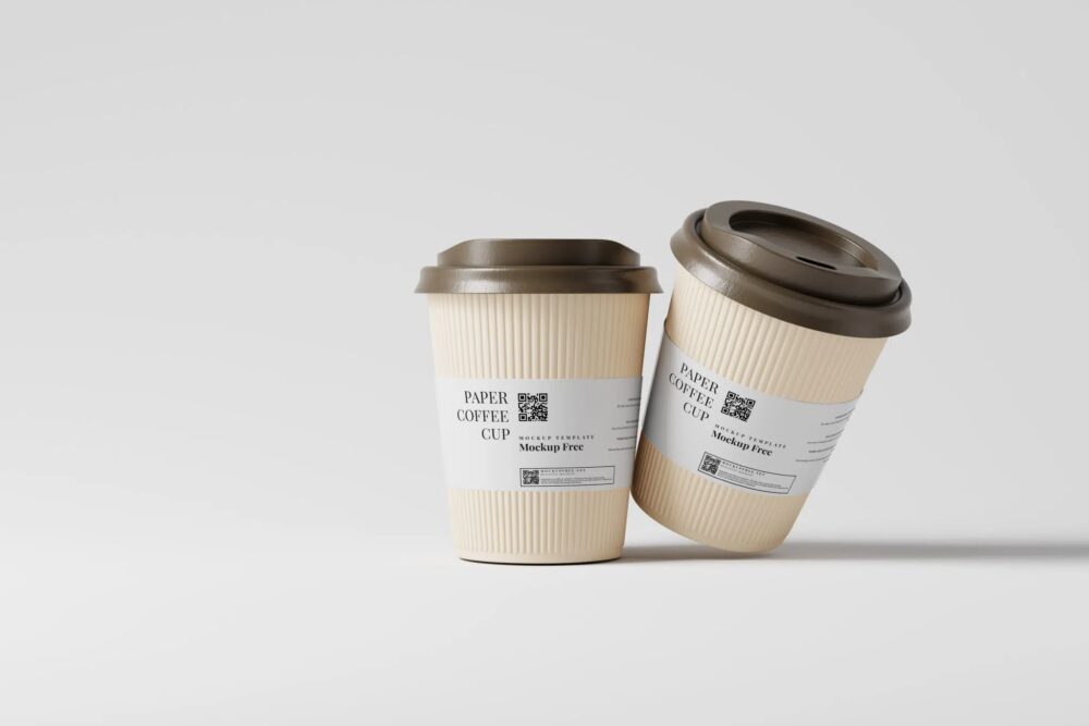 Corrugated Paper Coffee Cup with Java Jacket Mockup