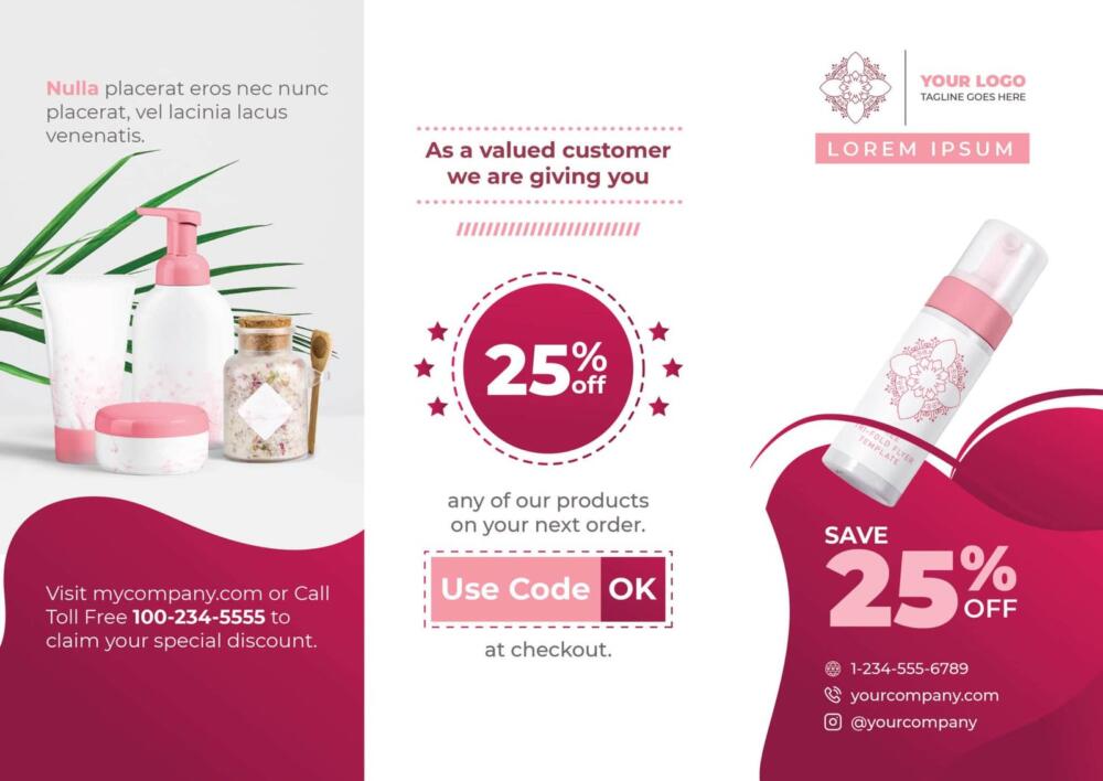 Cosmetic And Beauty Tri-Fold Template