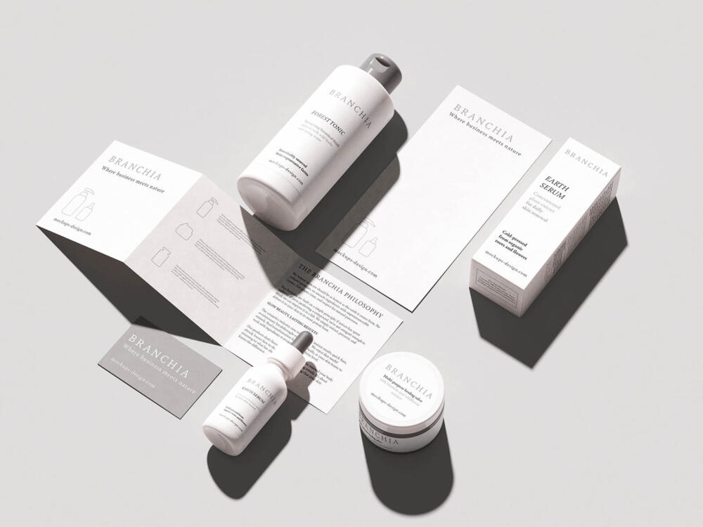 Cosmetic brand identity scene mockup