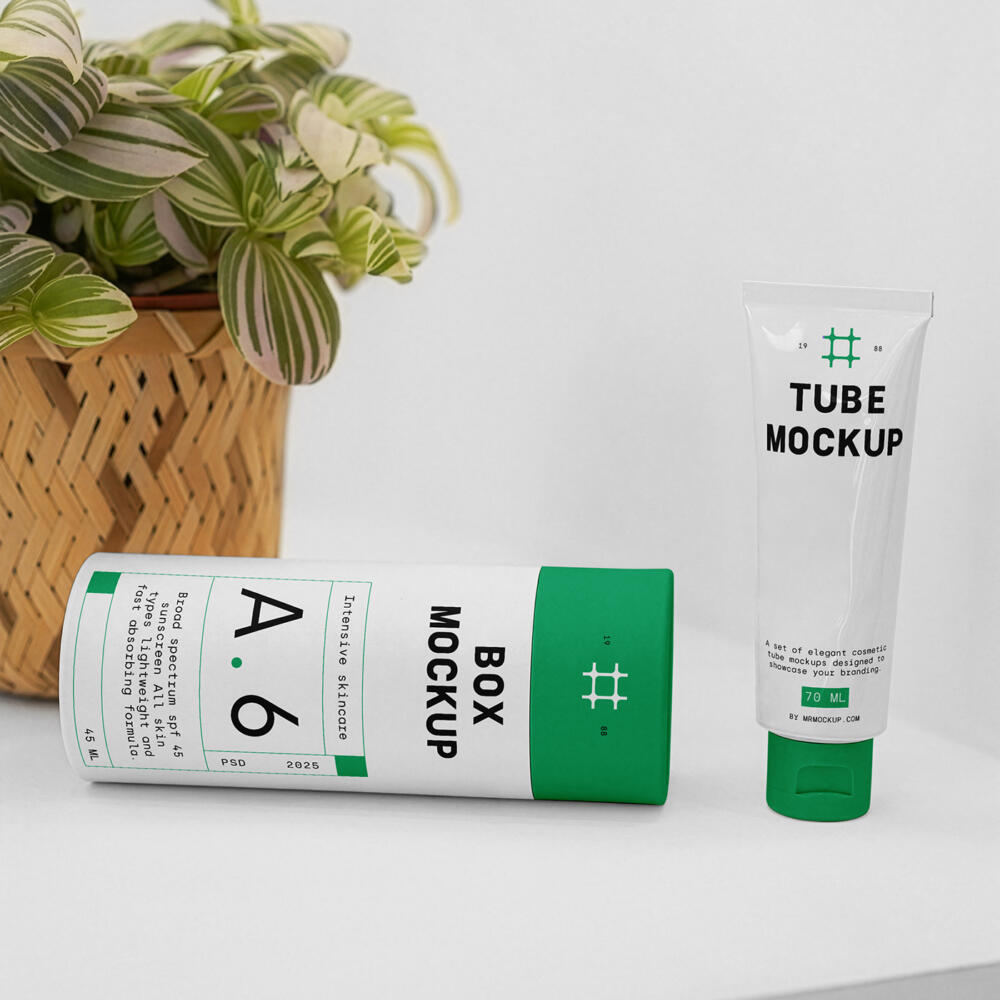 Cosmetic Set on Desk Mockup