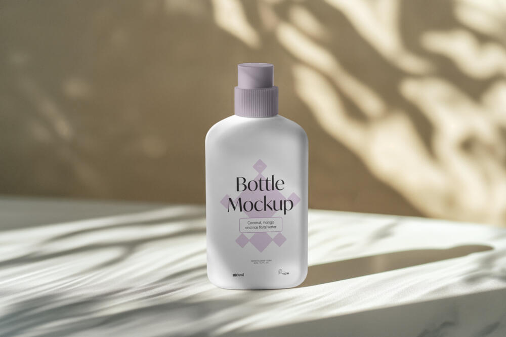 Cream Plastic Bottle Mockup
