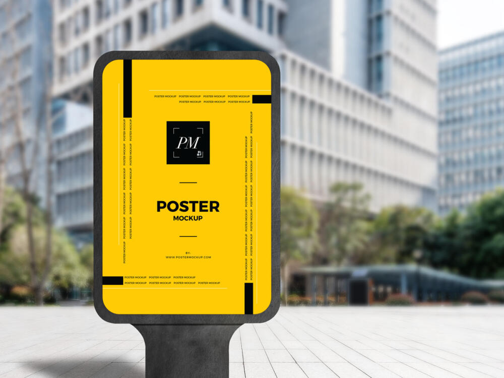 Curved Framed Poster Mockup