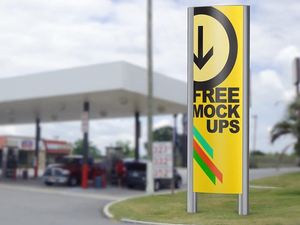 Curved Two-Sided Convex Sign Mockups