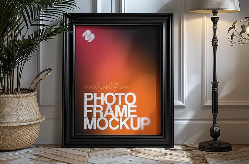 Decor Photo Frame Mockup PSD, Styled Interior Scene
