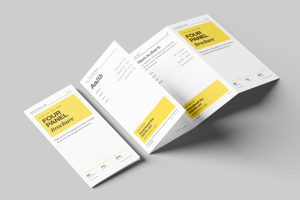 DL 4 Fold Accordion Leaflet Mockup