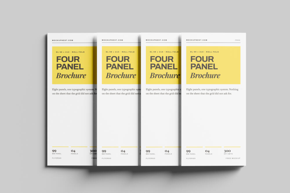 DL 4 Panel Accordion Flyer Mockup