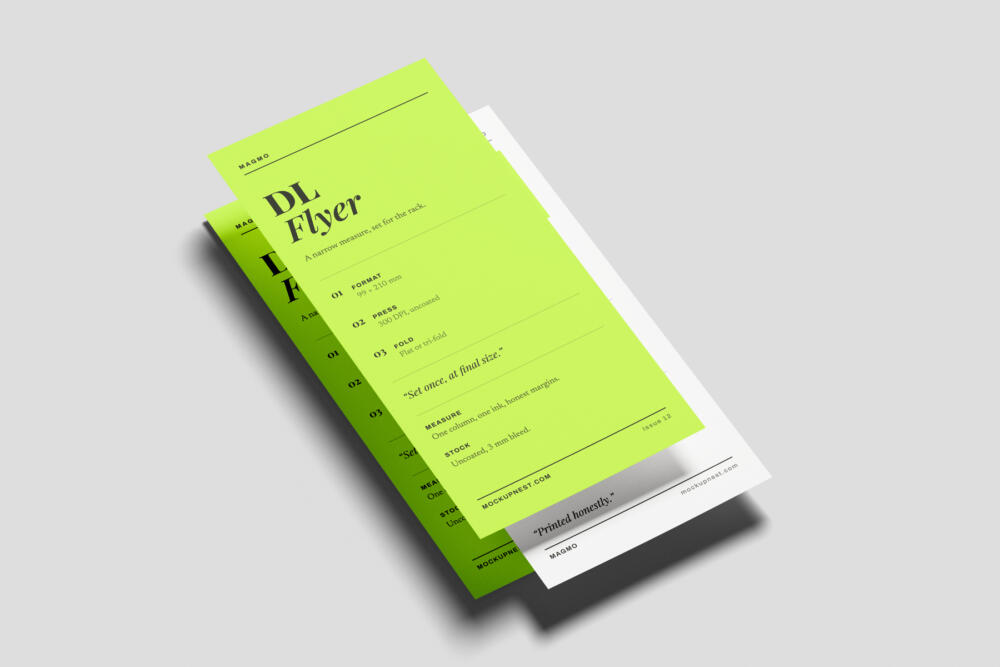 DL Leaflet Mockup Angled Perspective