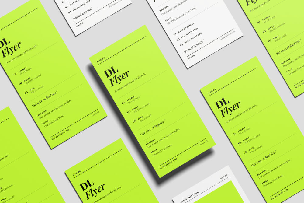 DL Leaflet Mockup On Surface