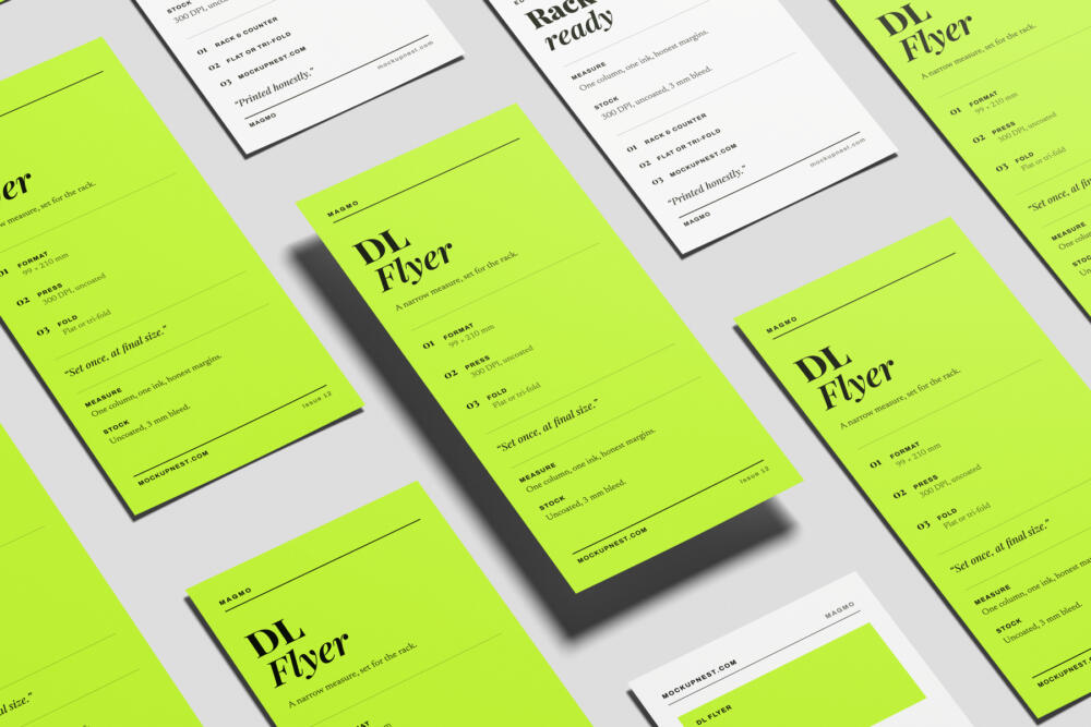 DL Pamphlet Mockup High Angle View