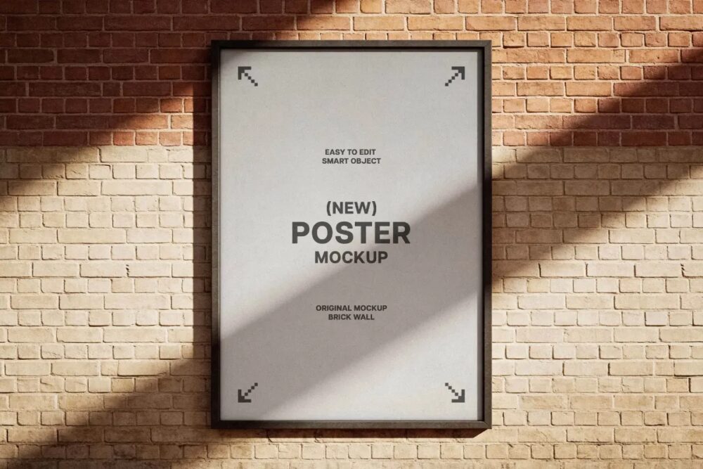 Download Brick Wall Framed Poster Mockup