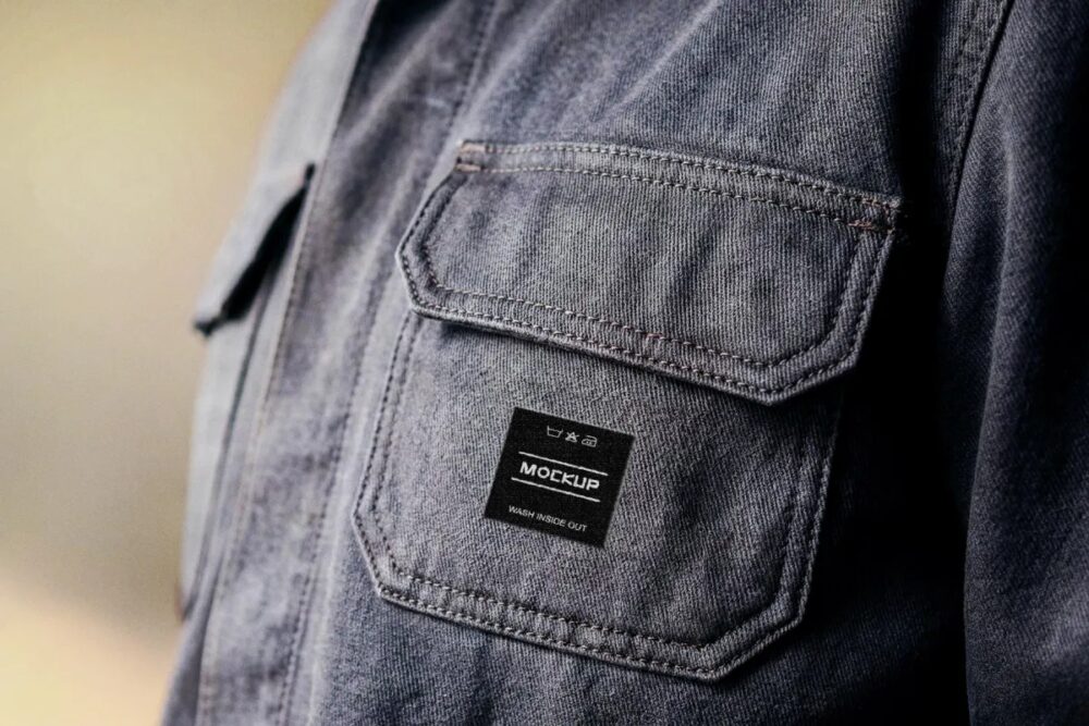 Download Denim Fabric Emblem Mockup