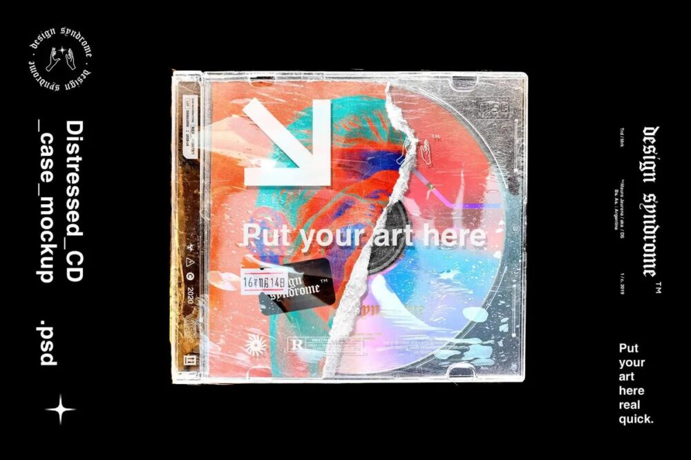 Download Distressed CD Cover Mockup
