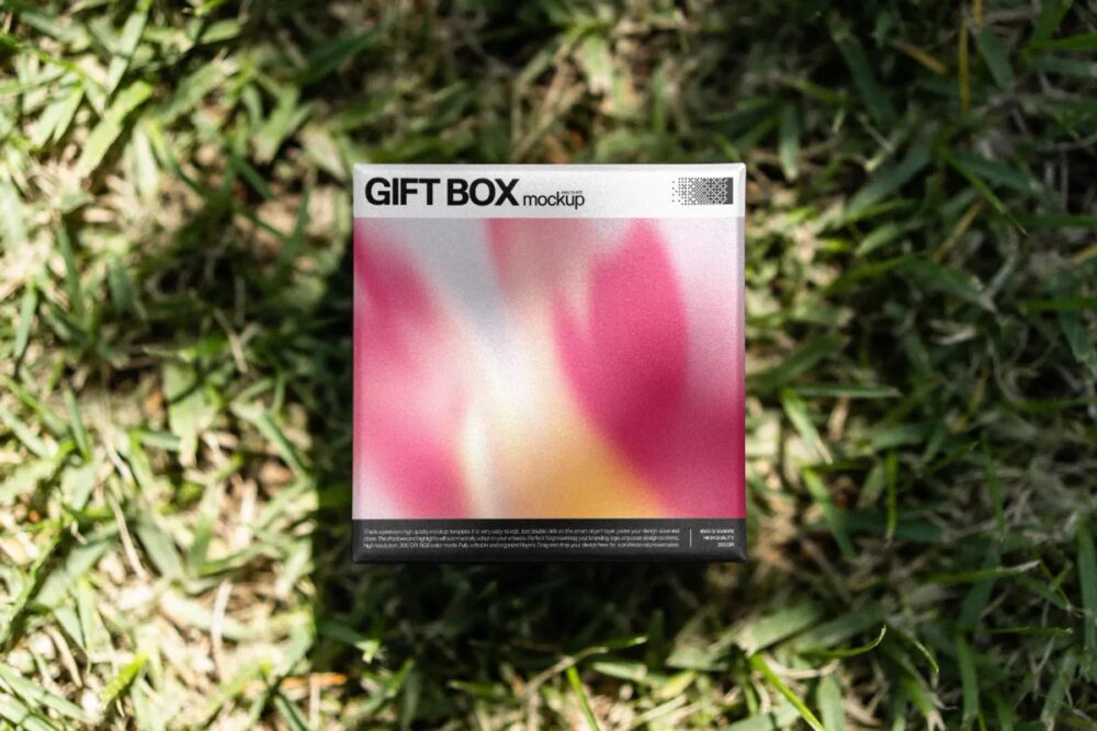 Download Gift Box Mockup on Grass