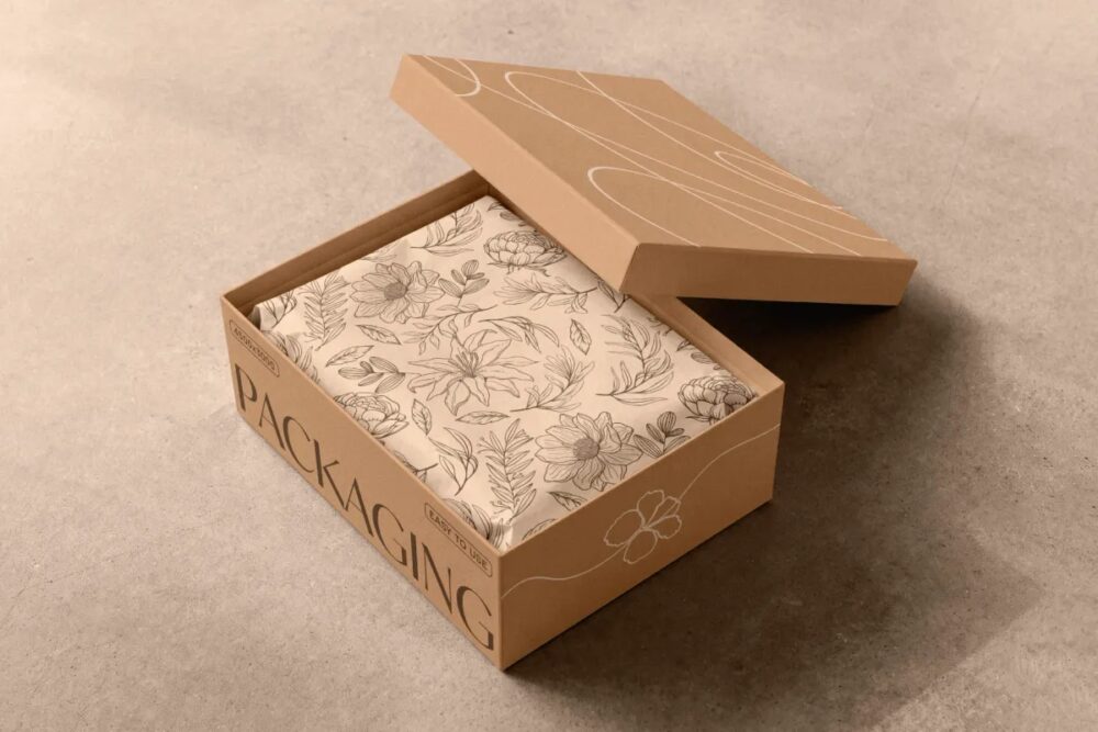 Download Gift Box & Tissue Paper Mockup