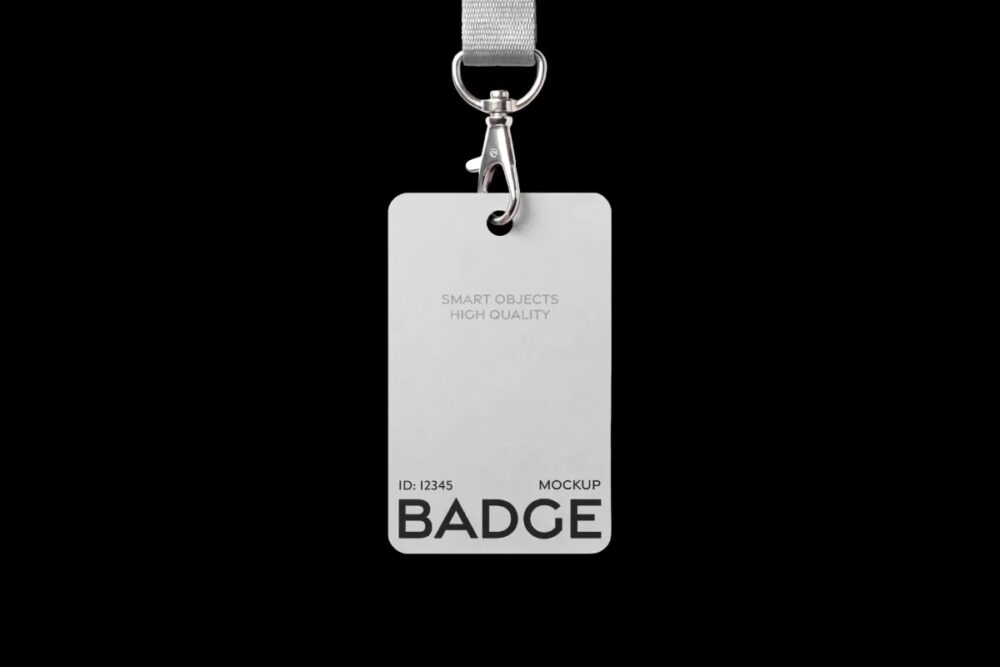 Download Hanging ID Badge Mockup with Lanyard