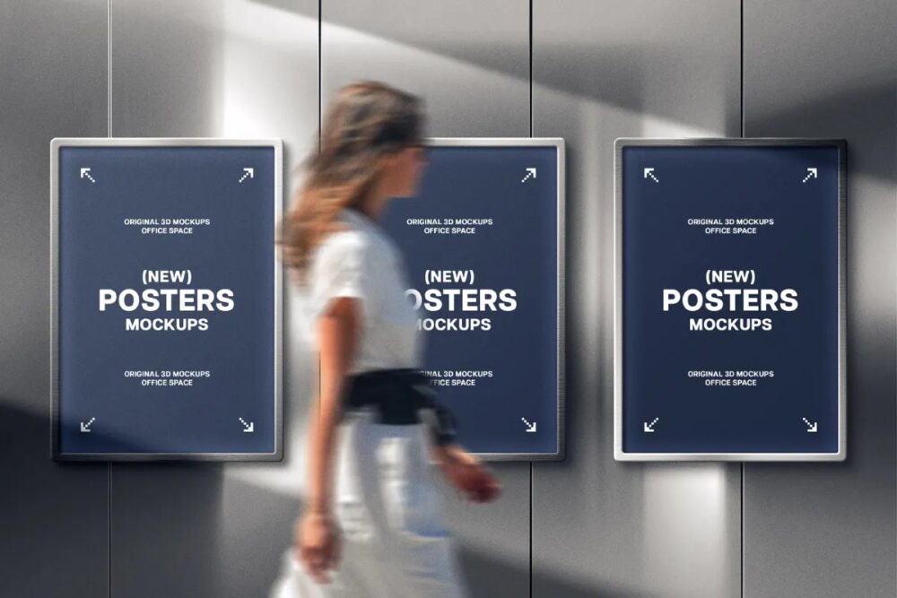 Download Metal Wall Posters Mockup