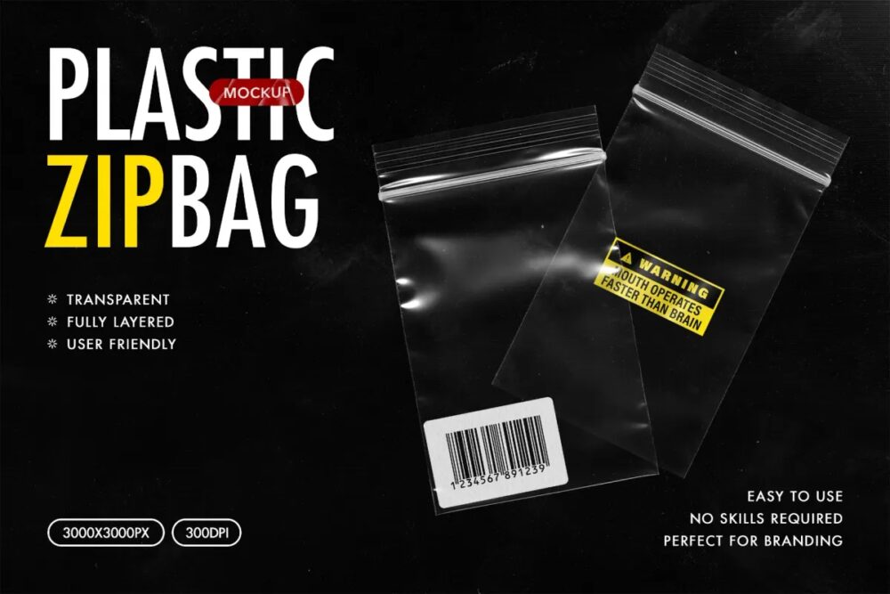 Download Plastic Zip Bags Mockups & PNG Overlays