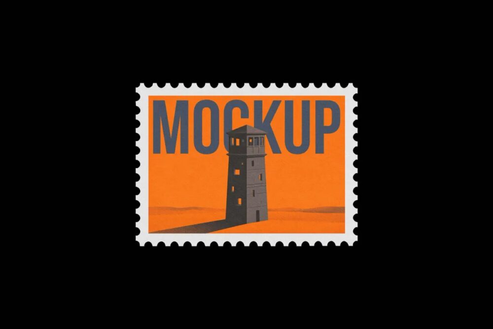 Download Postage Stamp Mockup with Perforated Edges