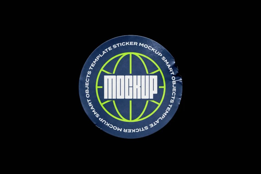 Download Round Sticker Mockup with Wrinkles & Edge Dent