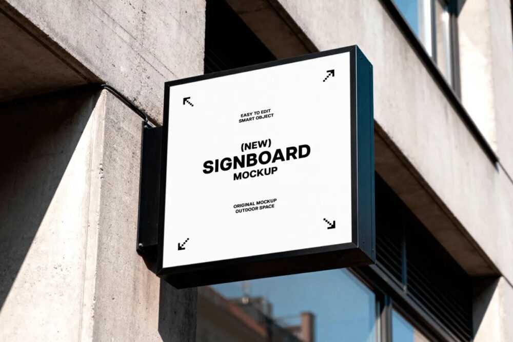 Download Square Box Sign Mockup
