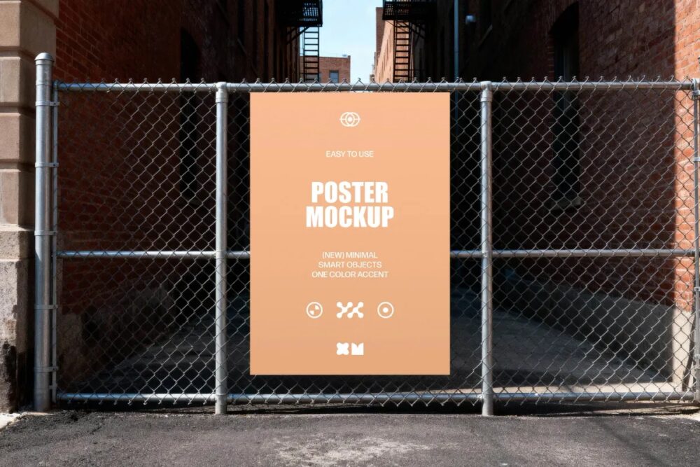 Download Steel-Wire Fence Poster Mockup
