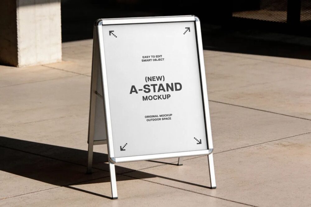 Download Street-Level Folding Sign Mockup
