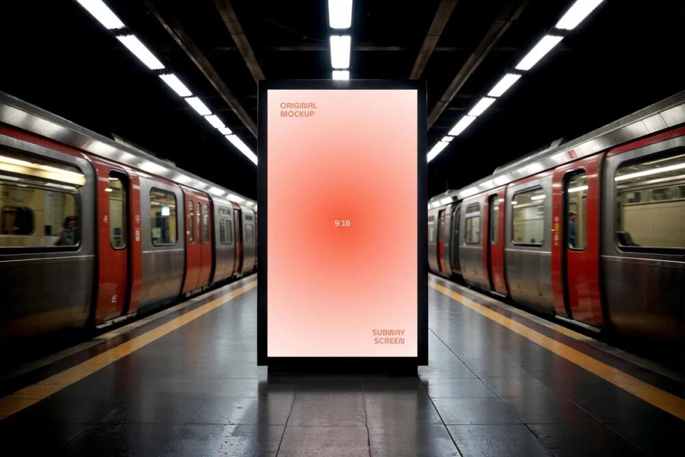 Digital Photo Frame Box Download Subway Digital Signage Mockup